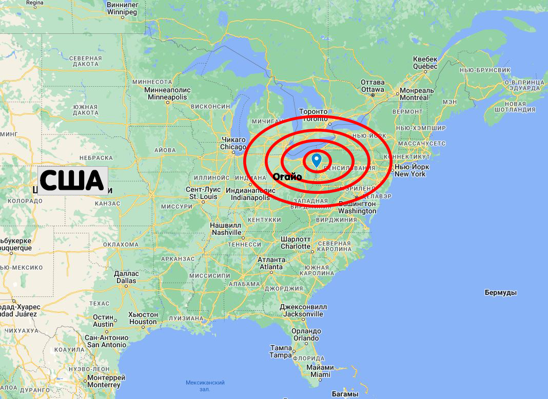 Карта сша штат огайо