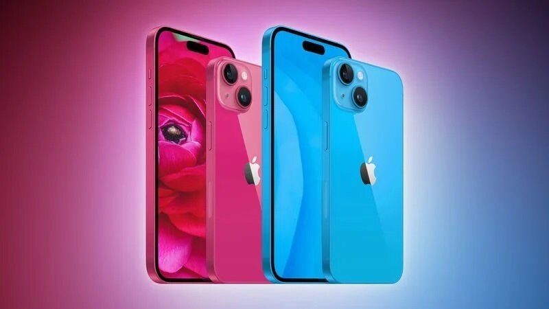    iPhone 15 в насыщенном розовом и голубом цветах. Фото: 9to5Mac