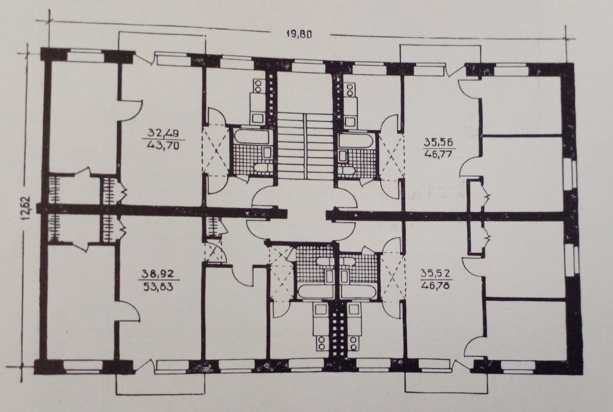 Рис. 2. Типичная планировка конца 50-х (на примере серии 1-511)