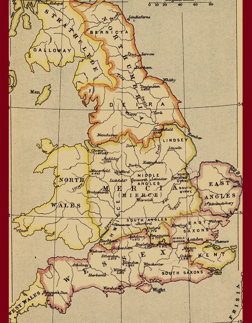 Семь королевств англосаксов карта