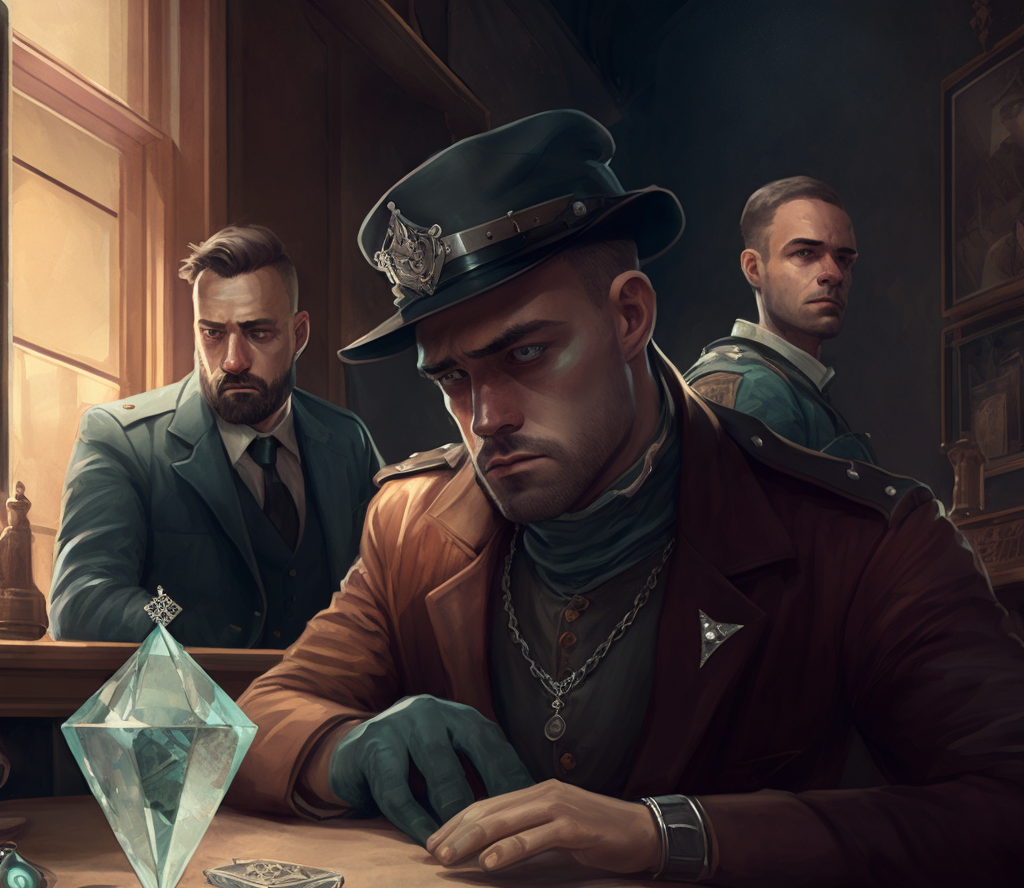 "Похищенное ограбление: признание похитителя бриллиантов" Изображение нарисовано нейросетью.