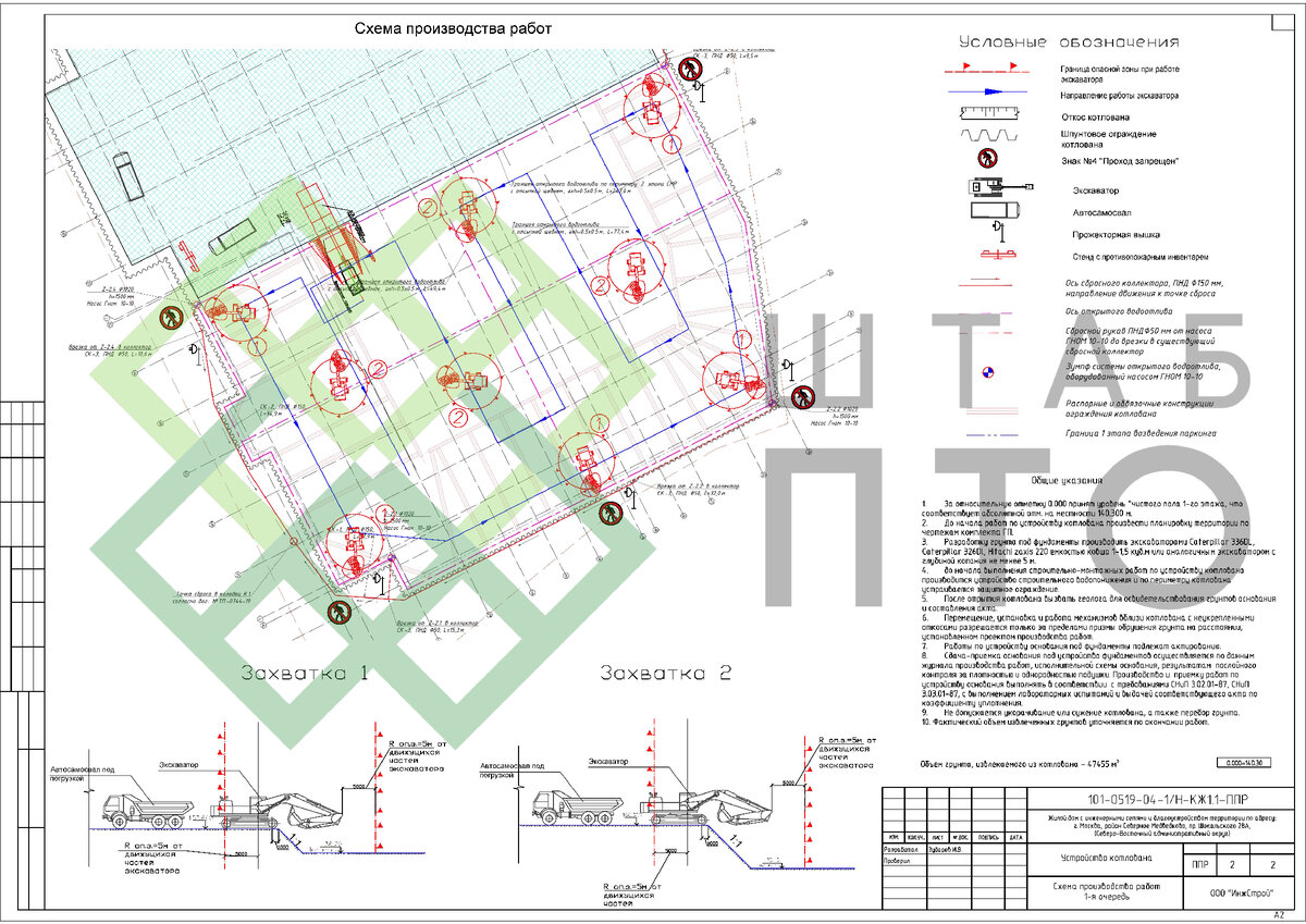 ППР на устройство котлована при строительстве жилого дома в г. Москва.  Пример работы. | ШТАБ ПТО | Разработка ППР, ИД, смет в строительстве | Дзен
