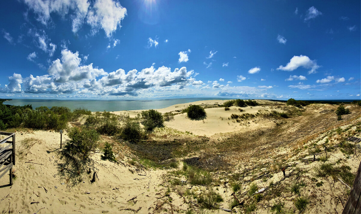 Вид на Куршский залив с высоты Эфа. Координаты места 55.221168, 20.906146