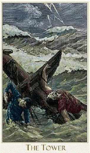 Эта карта символизирует разрушение, кризис и перемену. Она говорит о том, что вы можете столкнуться с потрясением, неожиданными изменениями и потерей. В этот день важно быть готовым к переменам и не бояться их, так как они могут привести к новым возможностям и развитию.