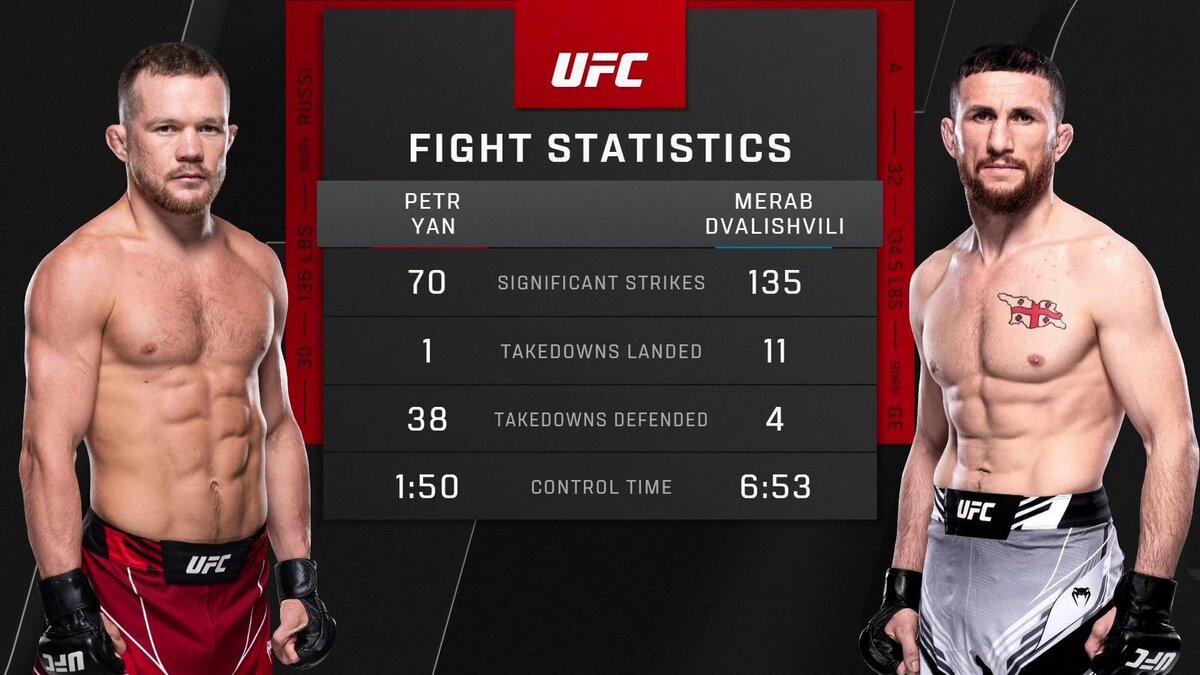     Статистика боя Петр Ян – Мераб Двалишвили