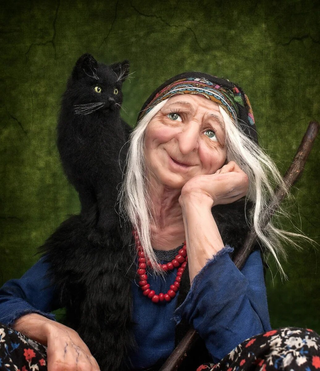 Картинки баба яга с котом
