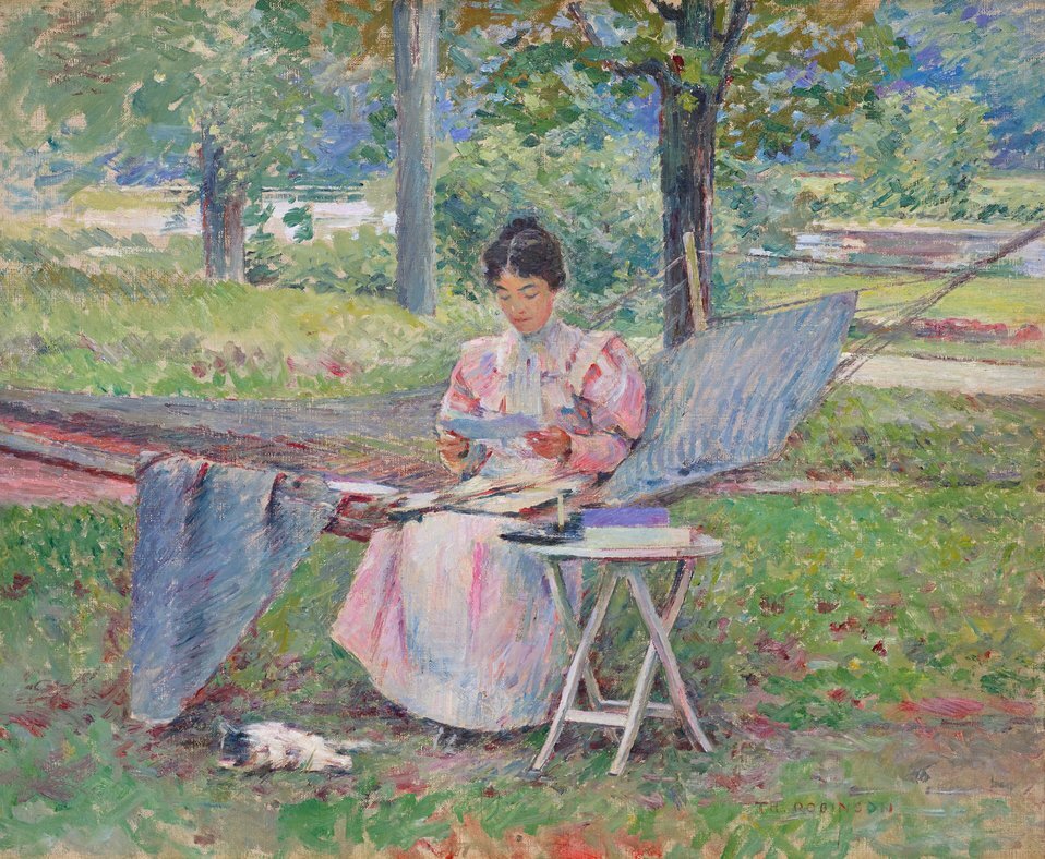 Correspondence by Theodore Robinson, oil on canvas, 18 by 22 inches (45.7 by 55.9 cm), 1895