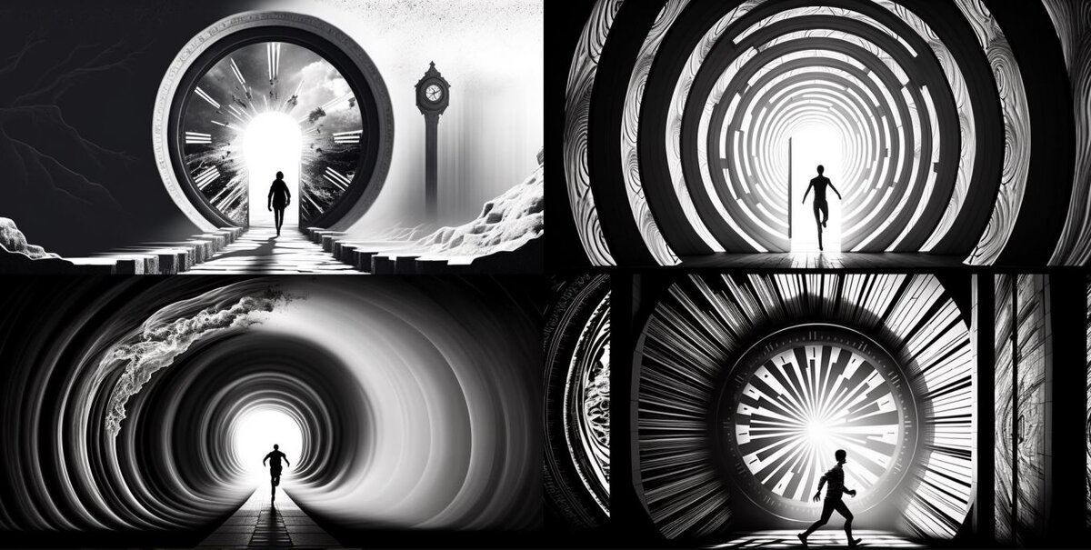 Путешествие во времени , портал во времени , кто-то проходит сквозь него.