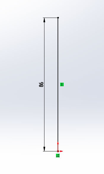 Эскиз линии длинной 86мм в SolidWorks