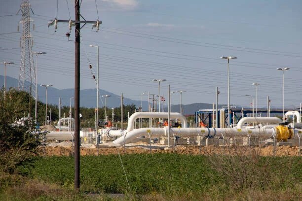 Система трубопроводов подачи природного газа Interconnector, 30 июля 2022 г. (Nicolas Economou/NurPhoto via Getty Images)
