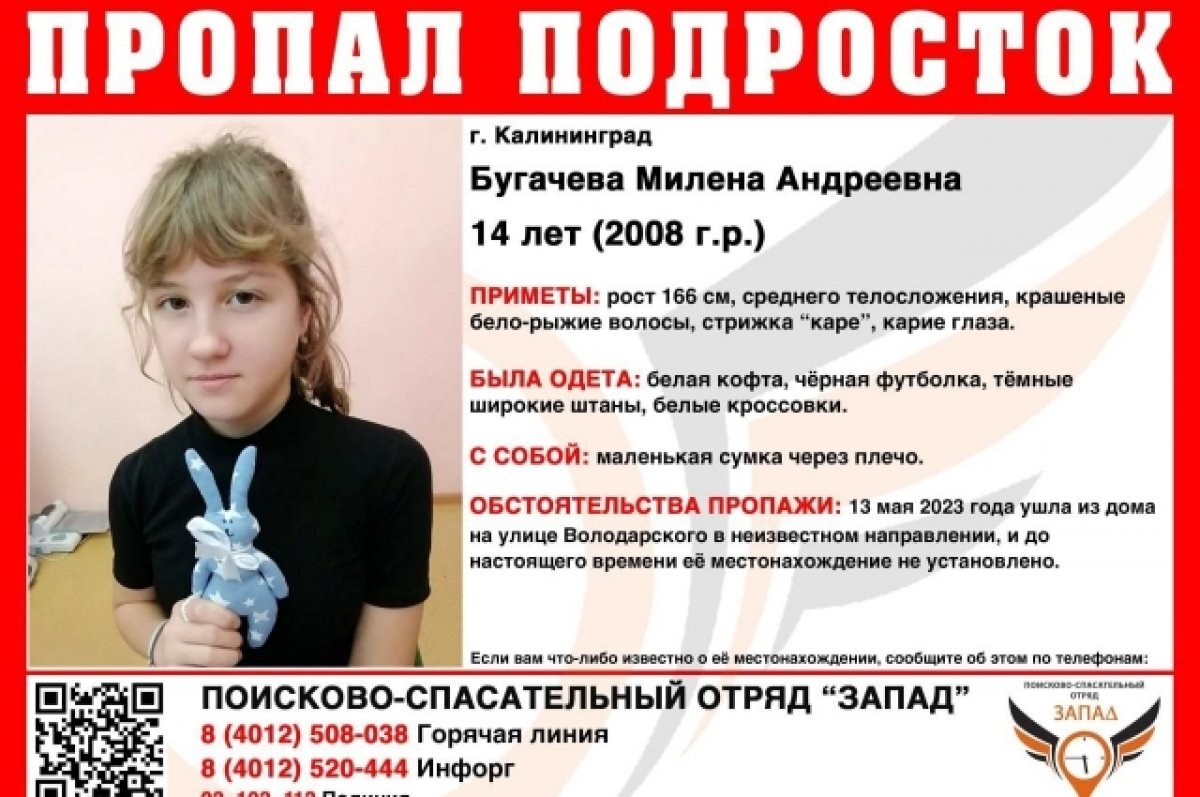   В Калининграде ведутся поиски 14-летней школьницы