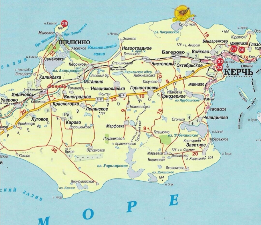 Карта керченского полуострова подробная с городами и поселками