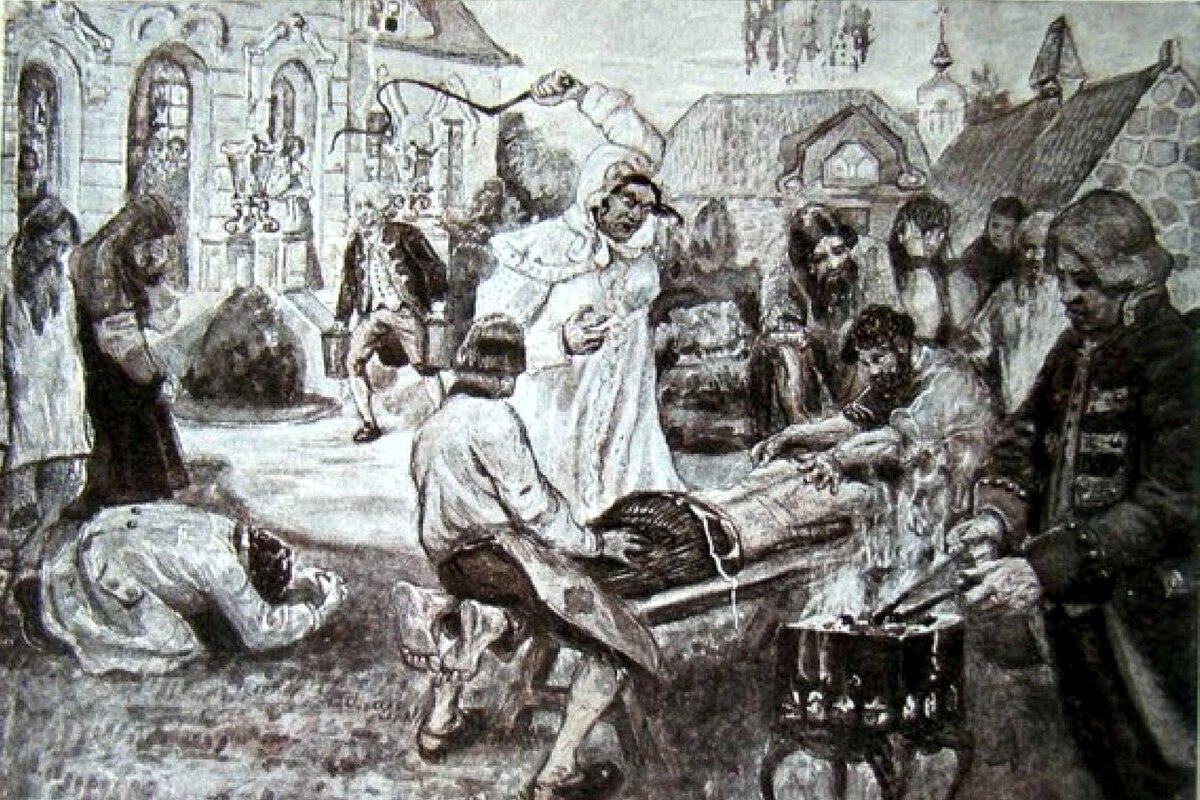 Салтычиха наказывает крепостного