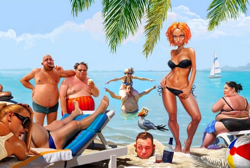 Веселая компания на море