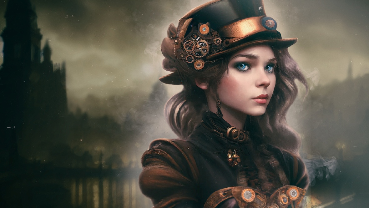 Кадр из моей Mechahearts - коллаж работ из Midjourney