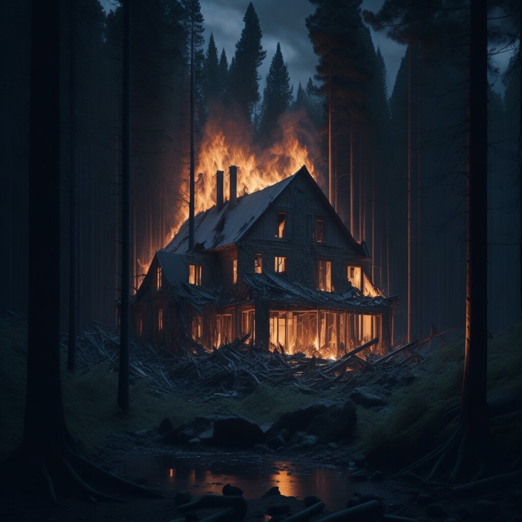 Горящая хижина. Автор: @graphdesignsolovei