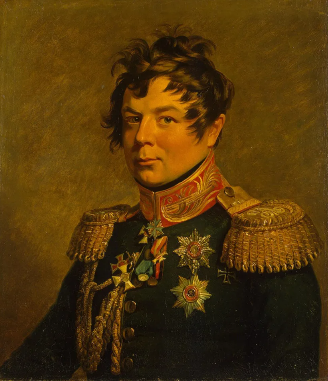 Полный кавалер ордена Св.Георгия генерал-фельдмаршал И.И.Дибич-Забалканский (1785-1831). Портрет работы Джорджа Доу. Источник изображения - https://artchive.ru/artists/714~Dzhordzh_Dou/works/25804~Portret_Ivana_Ivanovicha_DibichaZabalkanskogo