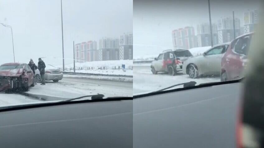     В областной столице 27 февраля на Объездной дороге около улицы Монтажников столкнулись три легковых автомобиля. По данным паблика «Авто Тюмень – ДТП», одну из них развернуло на трассе.