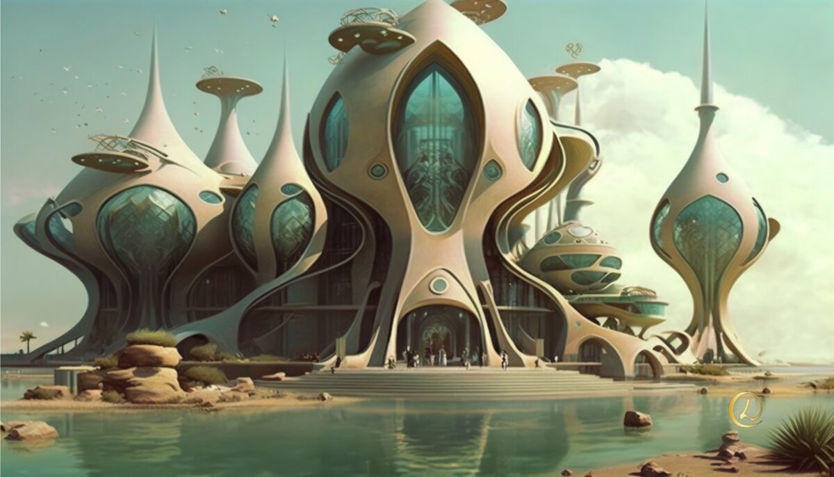 Я постаралась собрать доступную информацию о "умных домах Атлантиды" воедино, создав различные изображения, учитывая временные соотношения - прошлого, настоящего и будущего, а также представила свою версию того, как могли выглядеть дома Атлантиды в подводном и космическом измерениях.
