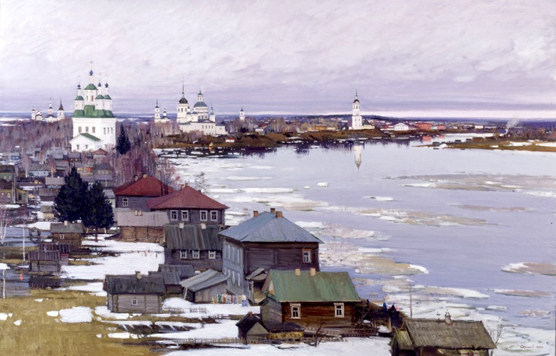 Ледоход в Тотьме. 2005 г.