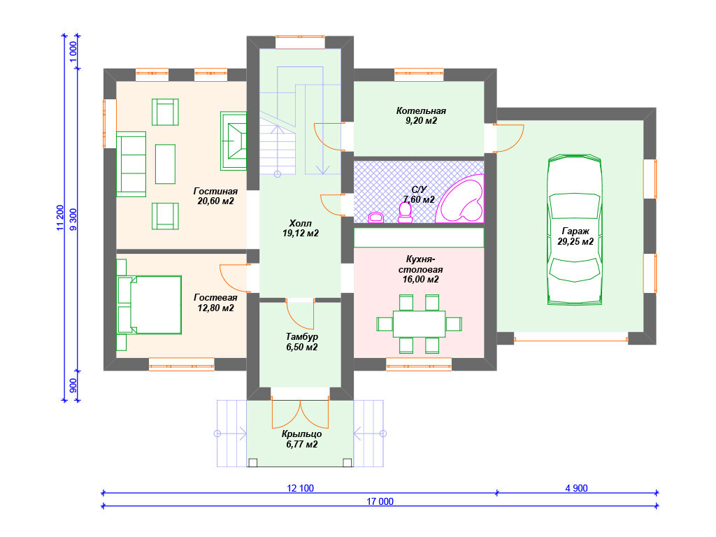 Двухэтажный дом 220 кв м с гаражом. | Arplans.ru - проекты домов | Дзен