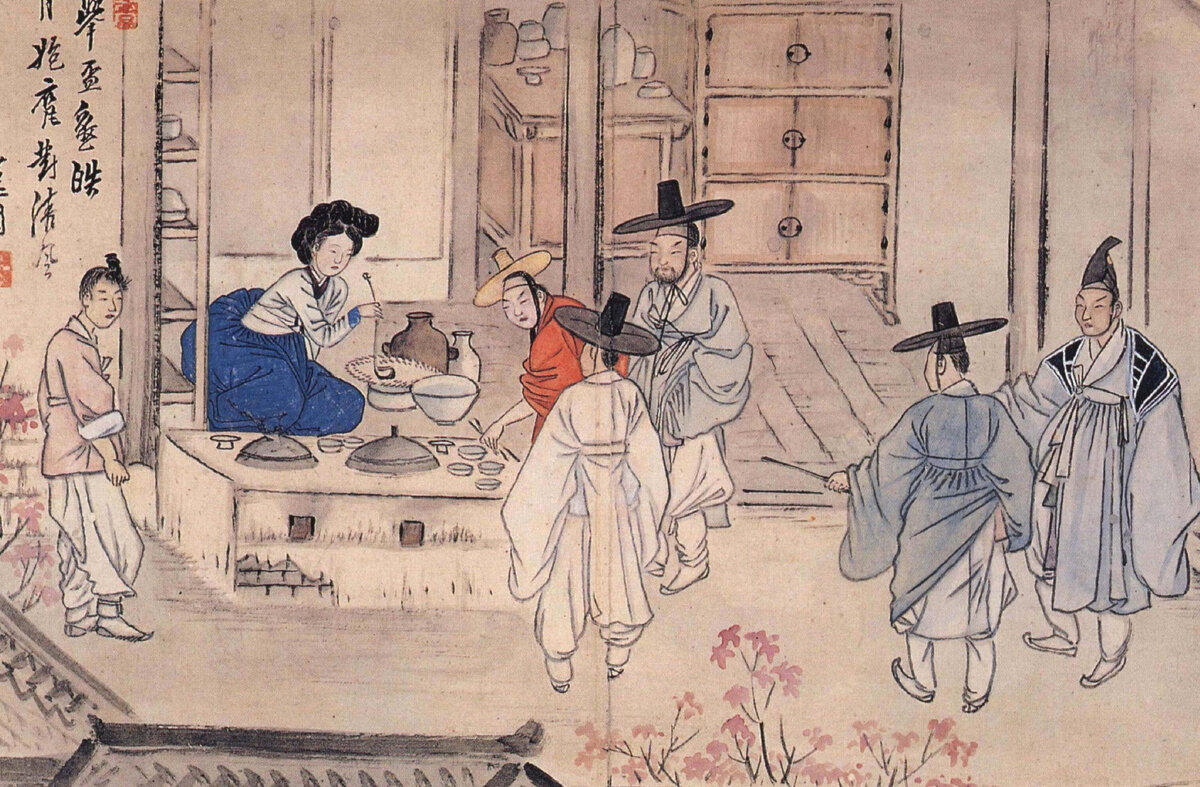 Син Юнбок (кор. 신윤복), по прозванию Хевон (1758 — после 1813) — корейский художник. "Благословенное питейное собрание" (주사거배 酒肆擧盃)
