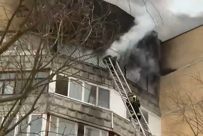    Горящая многоэтажка в Орехово‑Зуеве © Пресс-служба ГКУ МО «Мособлпожспас»