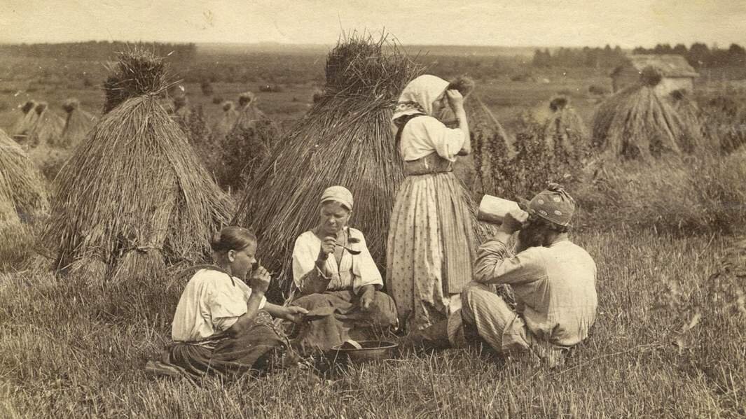 В. Каррик. Крестьянский обед во время жатвы (1870-е) 