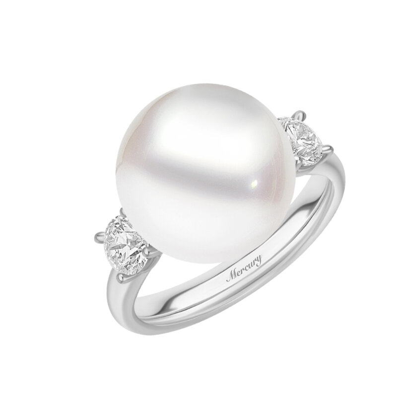 Кольцо Mercury Classic из белого золота с жемчугом и бриллиантами