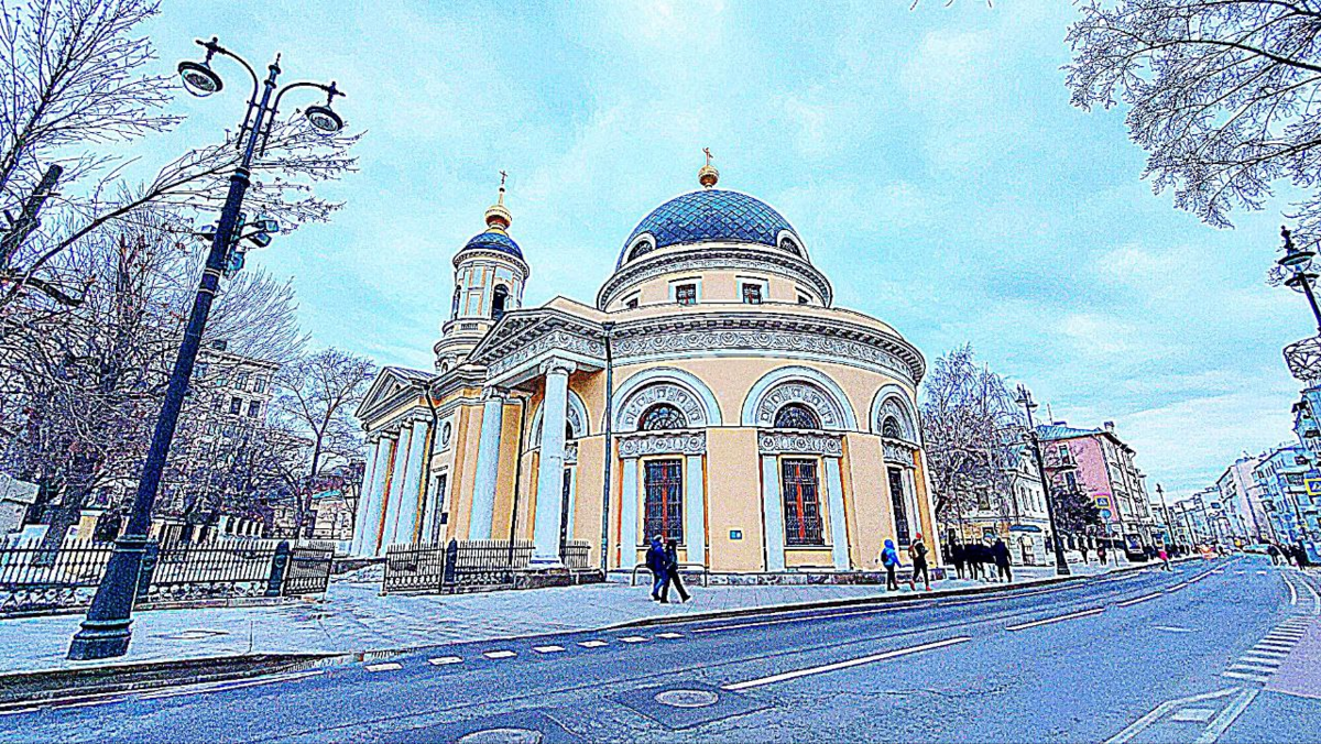 Карандашный рисунок с фото церкви иконы "Всех скорбящих Радость" на Большой Ордынке,  из личного архива автора стати, 2023г.