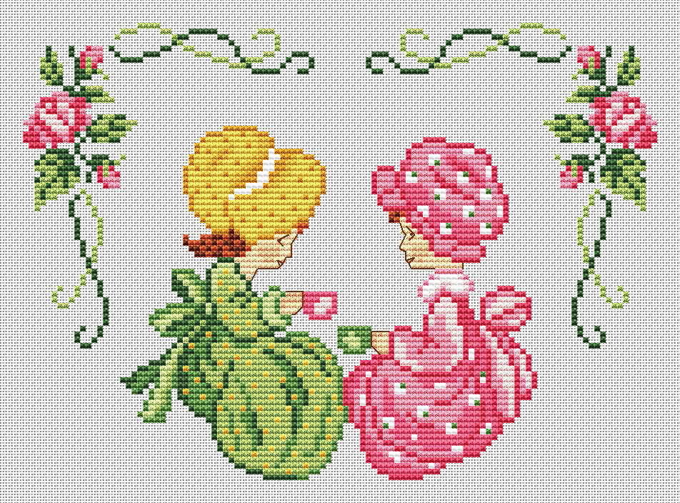 Чайные посиделки, дизайн опубликованный в журнале ВЫШИТЫЕ КАРТИНЫ