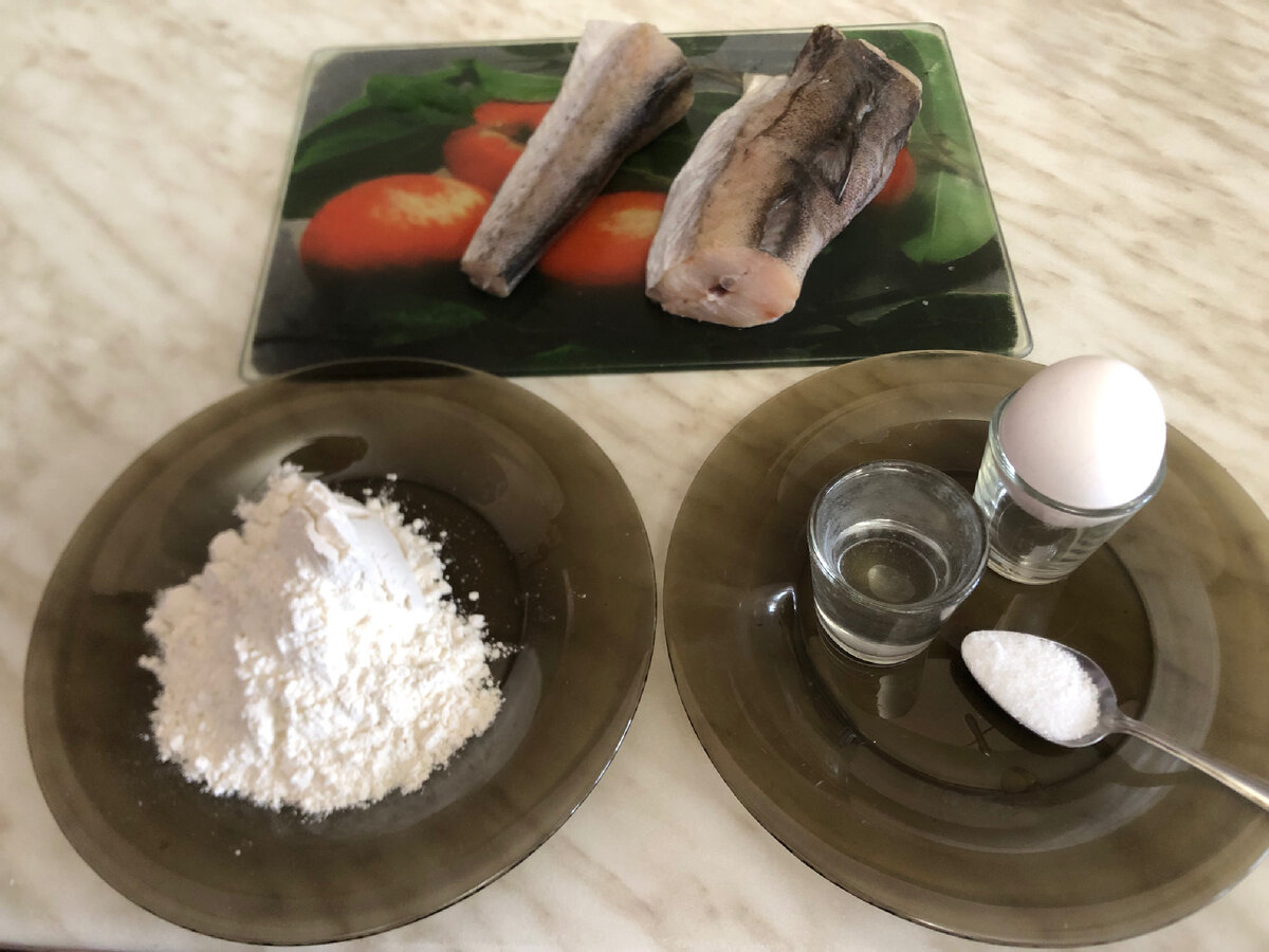 Необходимые продукты для приготовления  рыбы в кляре. Все фото - автора.