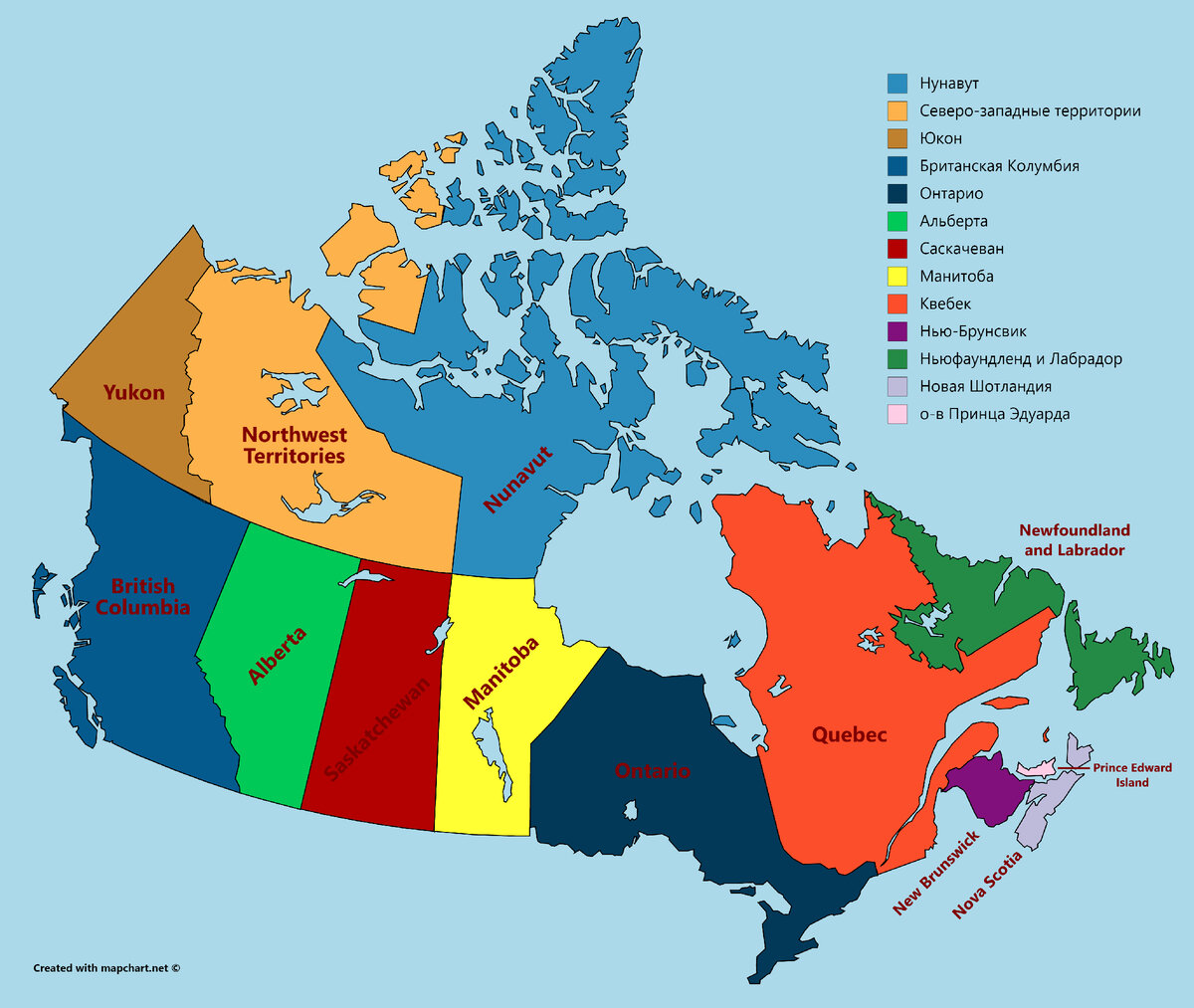 Карта канады с городами и провинциями