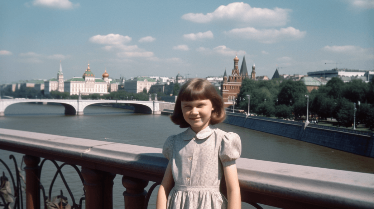 Текстовая подсказка: Picture Moscow as a young girl