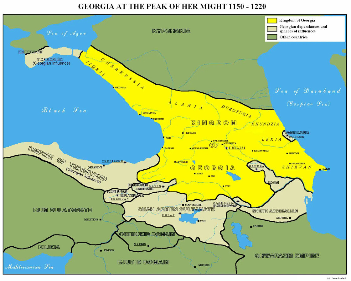 Карта грузии времен царицы тамары