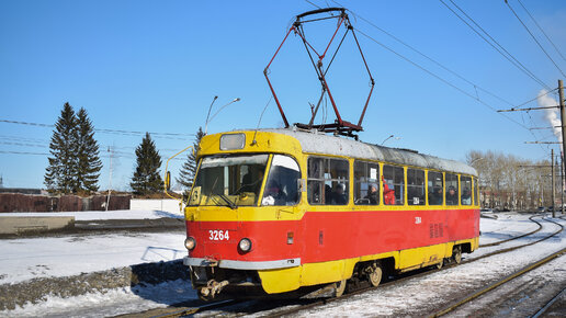 Трамвай Tatra T3SU-3264. Покатушки по Барнаулу.