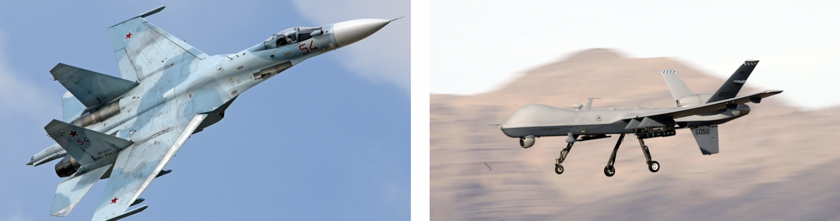    Слева – российский истребитель Су-27. Именно с ним случилась встреча у MQ-9 Reaper.
