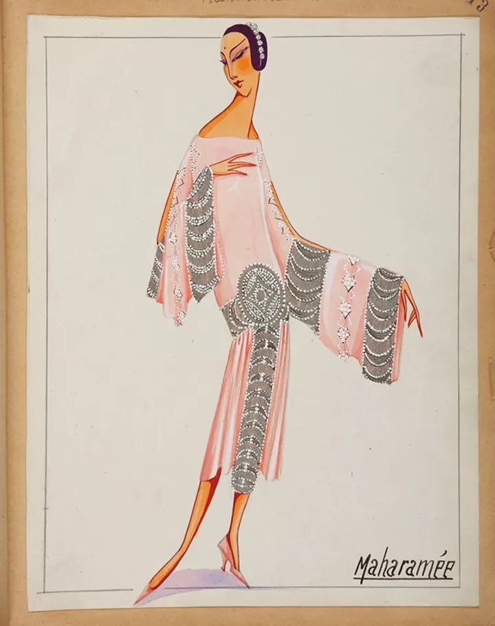 К тексту про рукава вначале - Эскиз платья Maharamée, 1925 