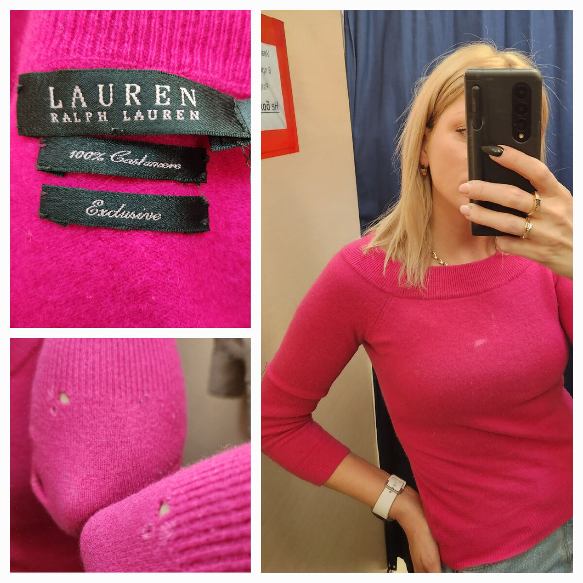 И сразу кашемир. Мой любимый Lauren. Но..совершенно дырявый 🤦‍♀️ Причём весь...