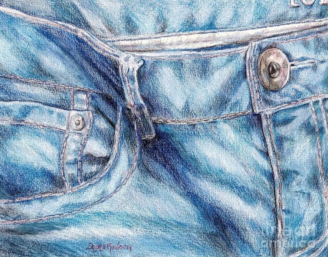 Карман джинсов рисунок. Джинсы карандашом. Рисование на джинсах. Джинсы цветными карандашами. Джинсы акварелью.