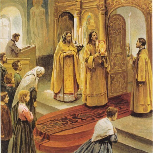 Малый вход на Литургии. художник начала 20 века.