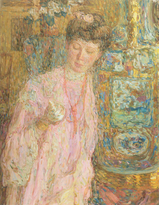 Портрет Любови Николаевны Гауш кисти Ник. Дм. Милиоти, 1905. Холст, масло, Размеры: 82*67 см. Был представлен на знаменитой выставке "Голубая роза" (1907). Сейчас находится в собрании Третьяковской галереи.
