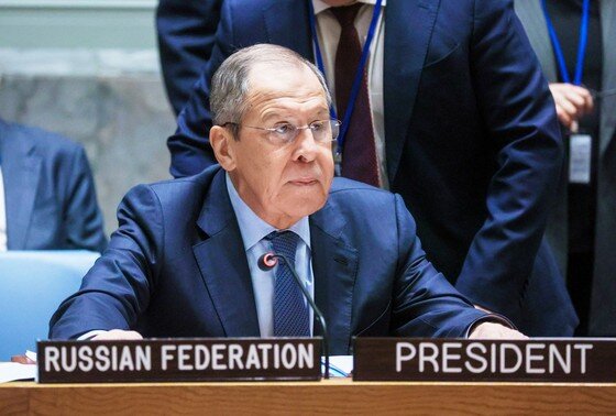    Министр иностранных дел РФ Сергей Лавров на заседании Совета Безопасности ООН