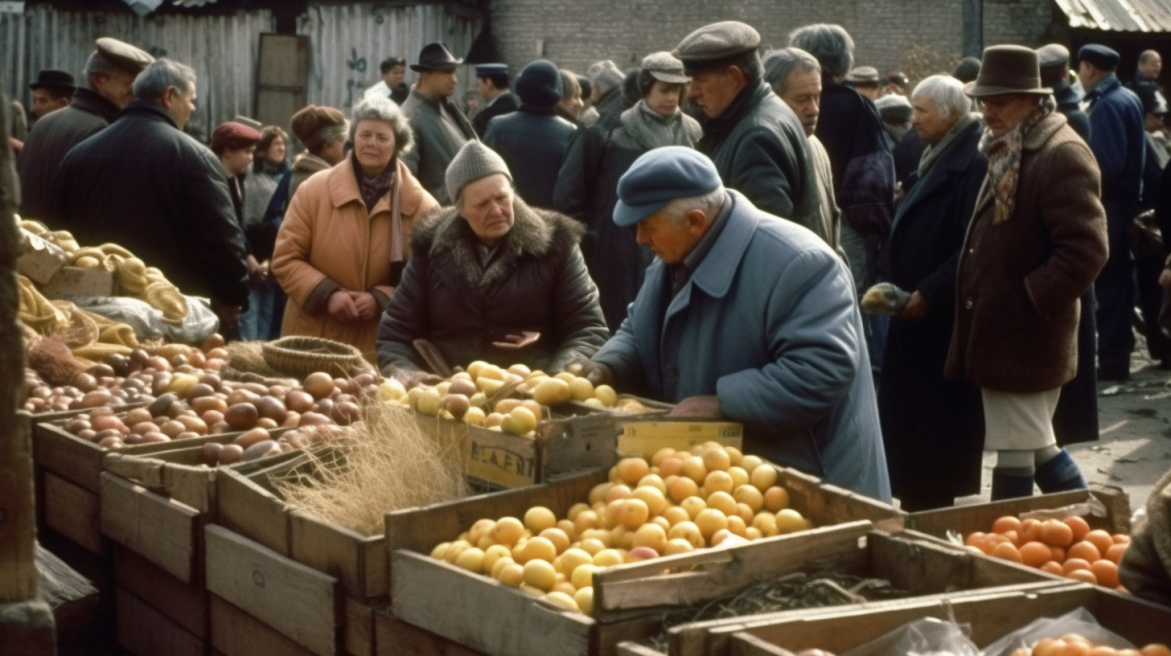 Рынок в 90-х г. Москва