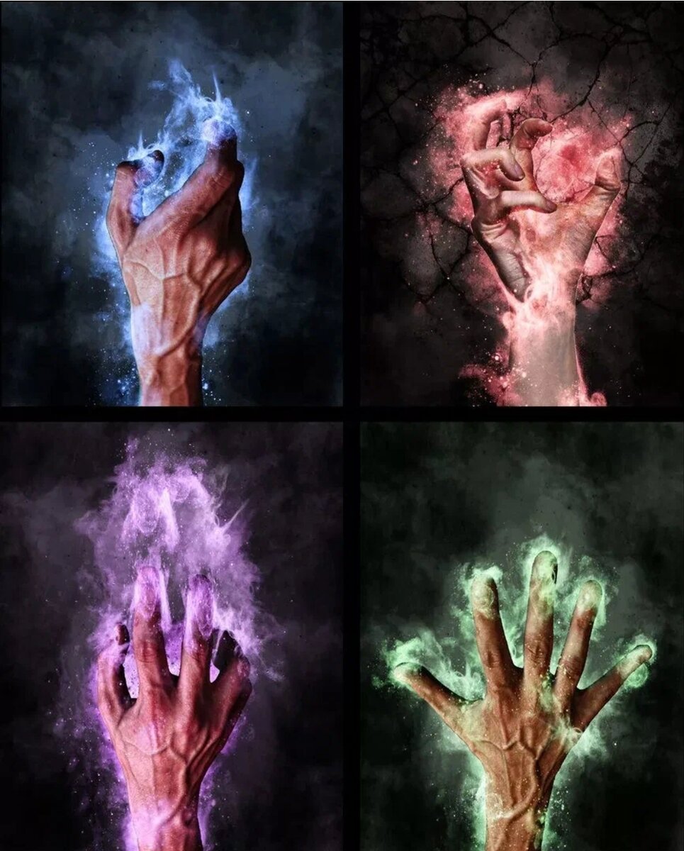 У человека есть магия. Магия в руках. Магия огонь в руках. Волшебные руки. Магическая рука.