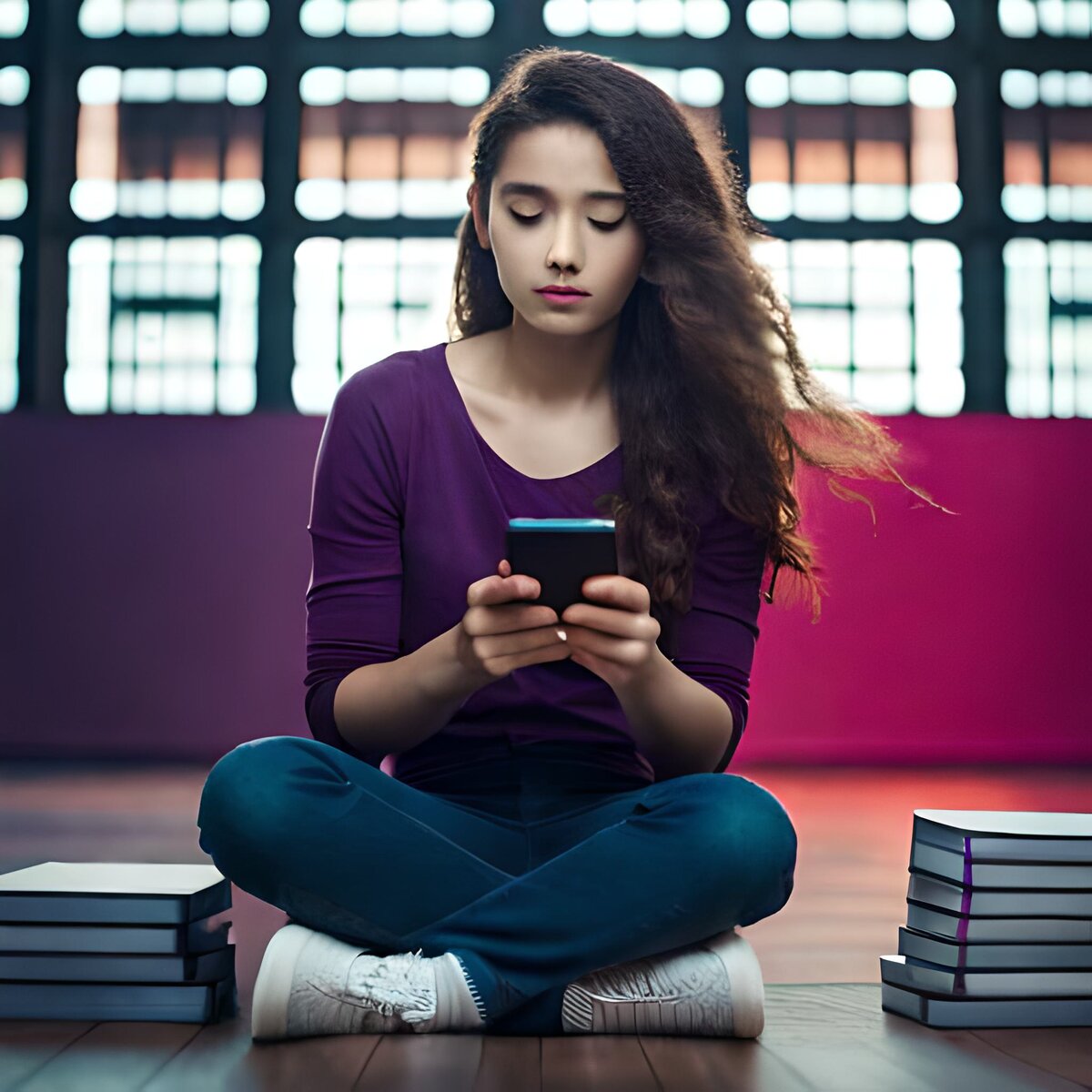 Девушка выбрала короткие ролики вместо чтения книг