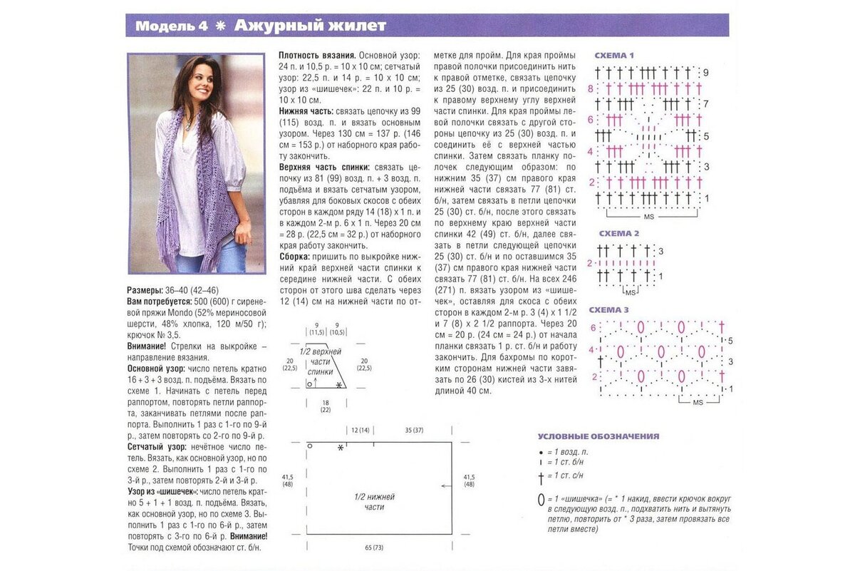 Жилет ажурный спицами со схемами