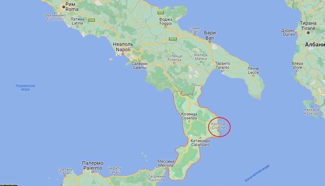    Кротоне, область Калабрия:Google Maps