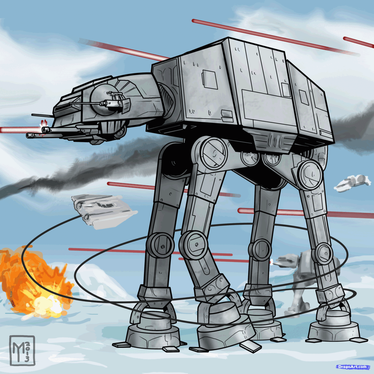 Слабым местом танков AT-AT были его длинные "ноги", которые в случае перевязки прочным тросом роняли его на землю 