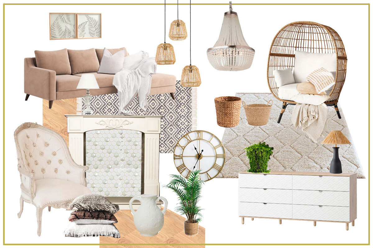 Коллаж для гостиной в бохо стиле